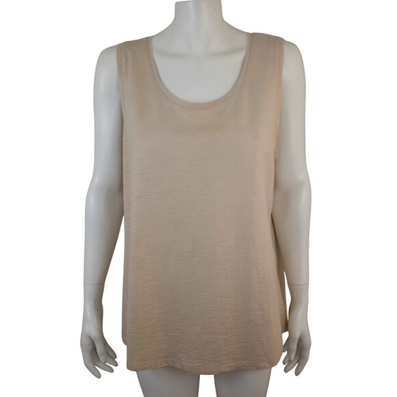 Chico's The Ultimate Tee Tan Metallic Scoop Neck Sleeveless Womens 2 L 12 - Picture 1 of 5